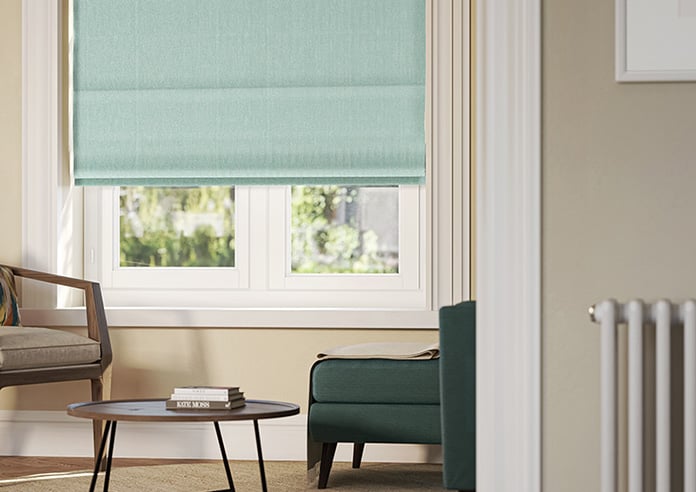 Delicate Chevron, Turquoise - Motorised Roman Blind - Image 5